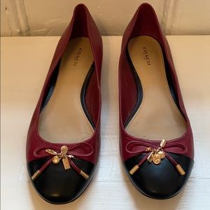 Coach burgundy & black ballet flats size 10